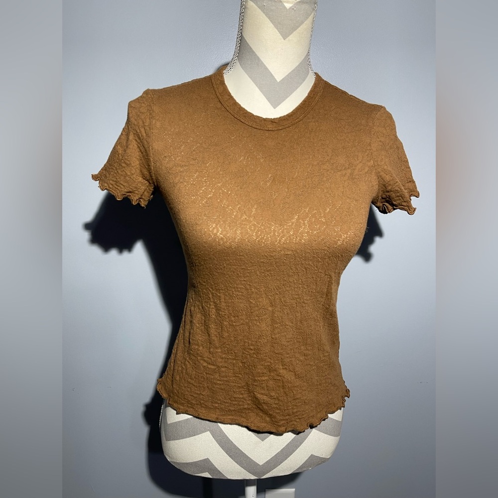 Rag & Bone Fitted Ribbed Brown Tan T-Shirt